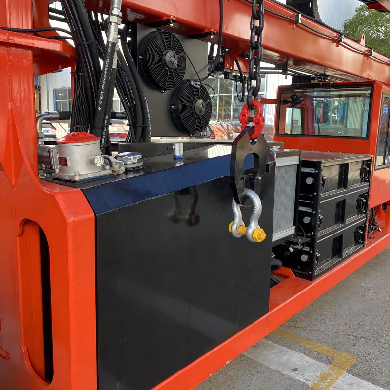 70T Electric Straddle Carrier Red Container Lifting Vehicle For Oversized Heavy Loads