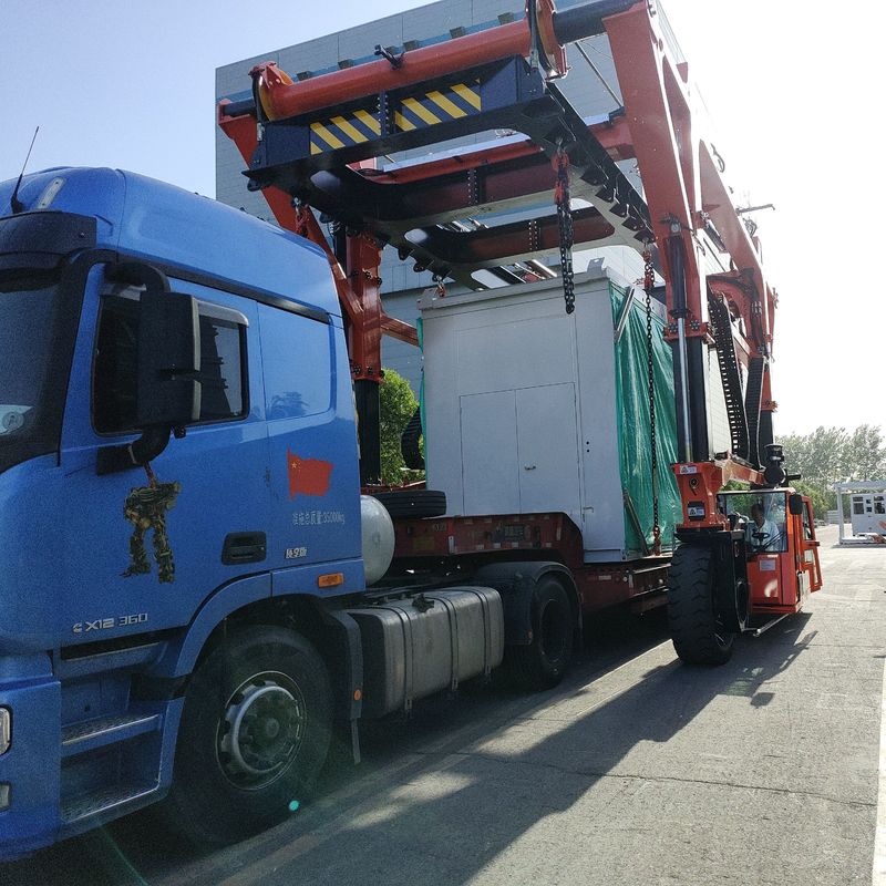 60T Electric Straddle Carrier Price Red Container Lifter Truck For Material Handling